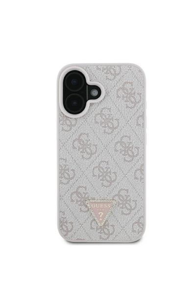 Guess Case for iPhone 16 - Guess Leather Metal Logo Strass Crossbody (GUHCP16SP4TDSCPP) - Pink