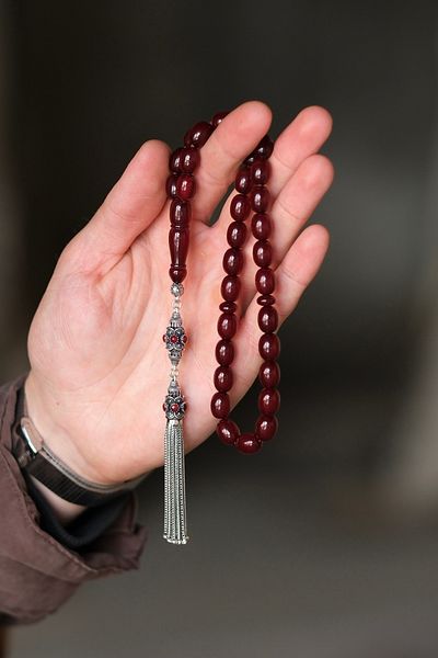 dergah tesbih Legendary Dough Squeeze Amber Silver Design Rosary