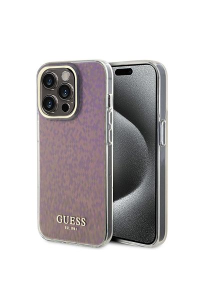 Guess Case for iPhone 15 Pro - Guess Hardcase IML Faceted Mirror Disco Iridescent (GUHCP15LHDECMP) - Pink