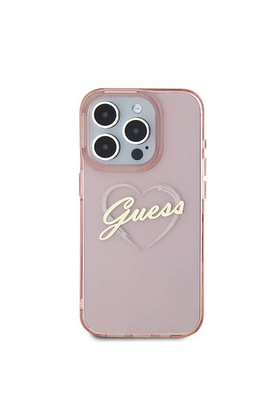 Guess Case for iPhone 16 Pro - Guess Hardcase IML Heart (GUHCP16LHCHGSPP) - Pink