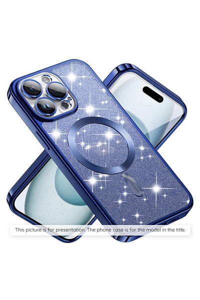 Techsuit Case for iPhone 15 Plus - Techsuit Luxury Glitter MagSafe - Deep Blue