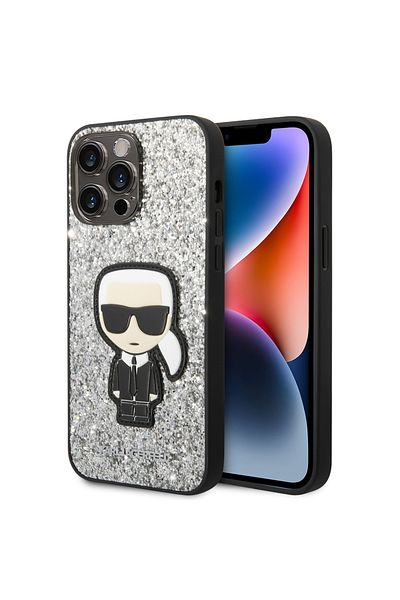 Karl Lagerfeld Carcasă pentru iPhone 14 Pro Max - Karl Lagerfeld Hardcase Glitter (KLHCP14XGFKPG) - Silver Flakes Ikonik