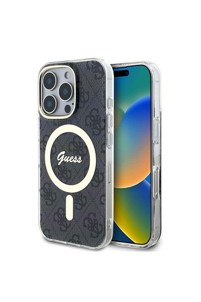 Guess Case for iPhone 16 Pro - Guess IML 4G MagSafe (GUHMP16LH4STK) - Black