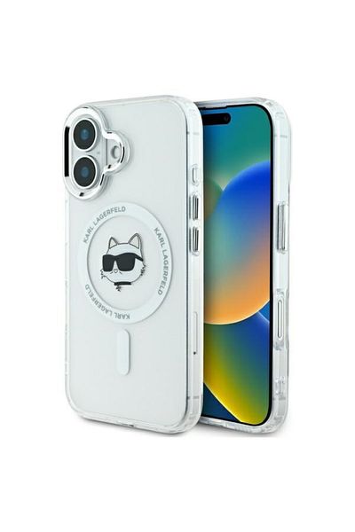 Karl Lagerfeld Case for iPhone 16 - Karl Lagerfeld IML MagSafe (KLHMP16SHLSCHH) - White Choupette`s Head
