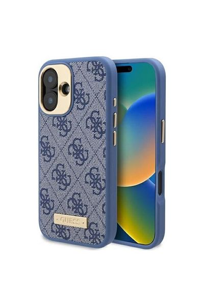 Guess Carcasă pentru iPhone 16 - Guess Hardcase 4G cu placă de logo MagSafe (GUHMP16SU4GPRB) - Albastră