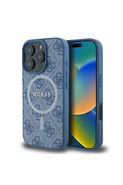 Guess Case for iPhone 16 Pro Max - Guess 4G Ring Classic Logo MagSafe (GUHMP16XG4GFRB) - Blue