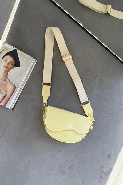LEONAS Oval Curved Cover Women's Cross Shoulder Bag Vesley Yellow