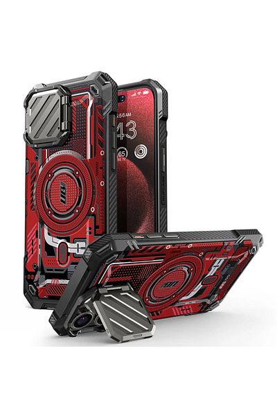 Supcase IPhone 15 Pro Max Case - Supcase Unicorn Beetle XT MagSafe - Red Circuit