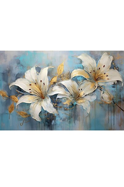 ve Tablou Canvas, Abstract, Flori, Magnolie, 90x60 cm, Rama lemn, Multicolor
