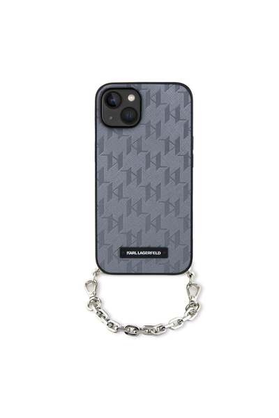 Karl Lagerfeld Carcasă pentru iPhone 14 - Karl Lagerfeld Saffiano Monogram Chain (KLHCP14SSACKLHPG) - Argintiu