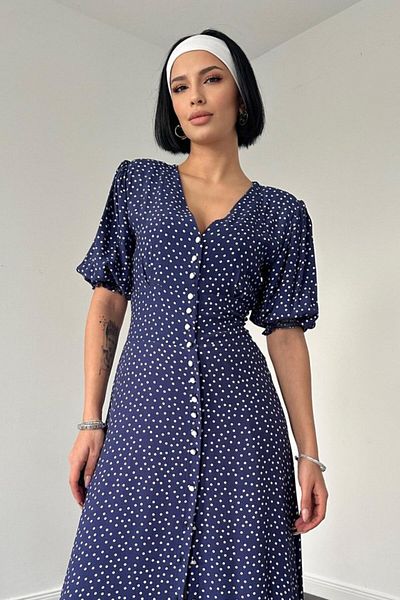 modaserdem Navy Blue Back and Waist Dress