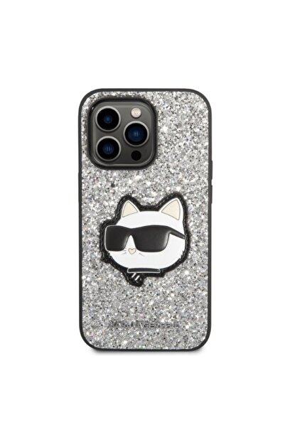 Karl Lagerfeld Carcasă pentru iPhone 14 Pro - Karl Lagerfeld Hardcase Glitter (KLHCP14LG2CPS) - Argintiu Choupette Patch