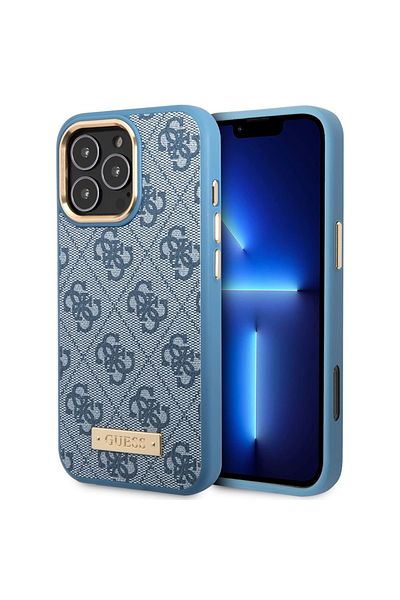 Guess Husă pentru iPhone 16 Pro - Guess Hardcase 4G cu logo MagSafe (GUHMP16LU4GPRB) - Albastră
