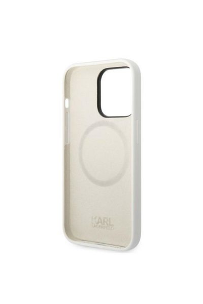 Karl Lagerfeld Case for iPhone 14 Pro - Karl Lagerfeld Silicone MagSafe (KLHMP14LSNCHBCH) - White Choupette