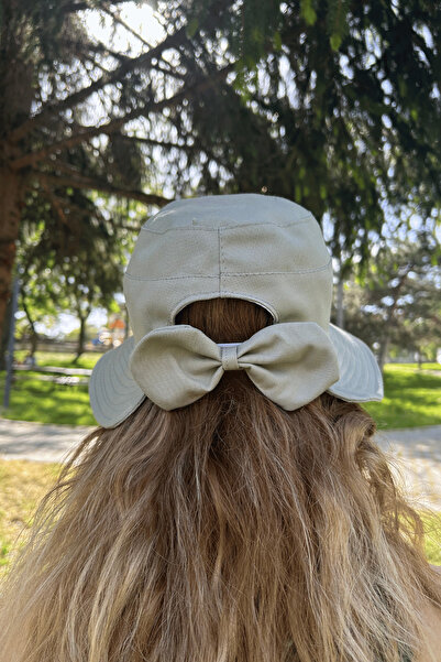 Hat Town القوس مفصلة الكتان دلو قبعة المرأة