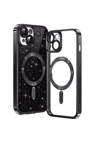 Techsuit Case for iPhone 15 Plus - Techsuit Luxury Glitter MagSafe - Black