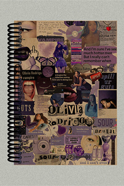 Ludios Olivia Rodrigo Kolaj Spiralli A5 Çizgisiz Kraft Kapaklı Defter (200 Sa...