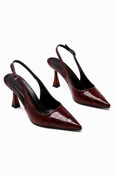 Limoya Zamira Burgundy Crocodile Closed-Front Heeled Women's Shoes