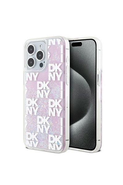 Dkny Carcasă pentru iPhone 15 Pro Max - DKNY Hardcase cu sclipici lichid și multilogo (DKHCP15XLCPEPP) - Roz