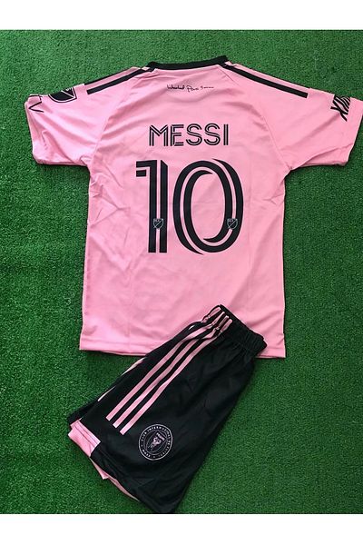 TETYS Miami Set of 2 Kids Messi 2024- 2025 Lionel Messi Inter Miami Pink Astroturf Jersey Kit