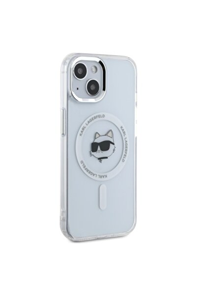 Karl Lagerfeld Θήκη για iPhone 15 Plus - Karl Lagerfeld IML MagSafe (KLHMP15MHLSCHH) - Λευκή Μεταλλική Κεφαλή Choupette