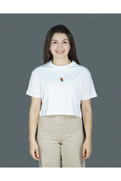 Beyaz Renk Baskılı Crop | Nullaloon | Oversize