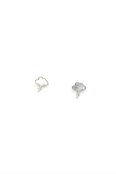 PRATİKOBA Silver Needle Cloud Earrings - Silver