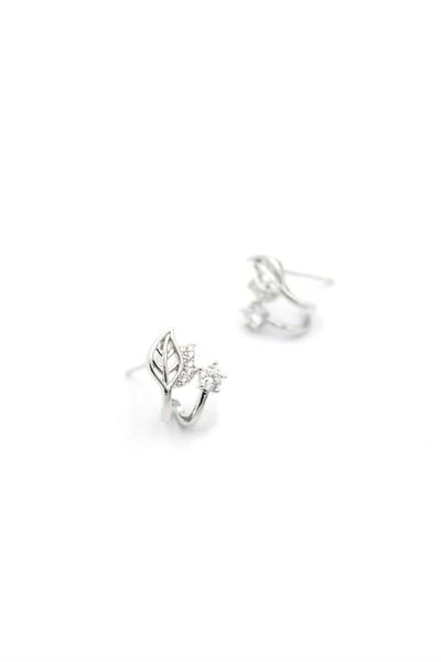 PRATİKOBA Silver Needle Leaf Earrings - Silver