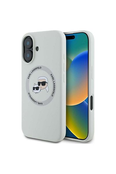 Karl Lagerfeld IPhone 16 Case - Karl Lagerfeld Silicone MagSafe (KLHMP16SSKCHTCE) - Beige Karl&Choupette Head