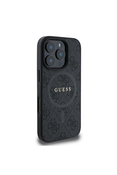 Guess Carcasă pentru iPhone 16 Pro Max - 4G Ring Classic Logo MagSafe (GUHMP16XG4GFRK) - Negru
