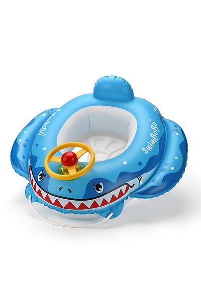 bebeLOGIC Swimming ring for babies and children, fun accessories, steering wheel and horn, Baby Shark, 2-6 years
