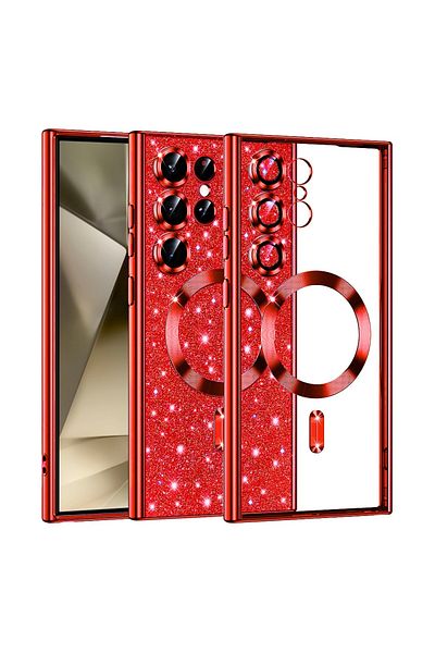 Techsuit Samsung Galaxy S25 Ultra Case - Techsuit Luxury Glitter MagSafe - Red