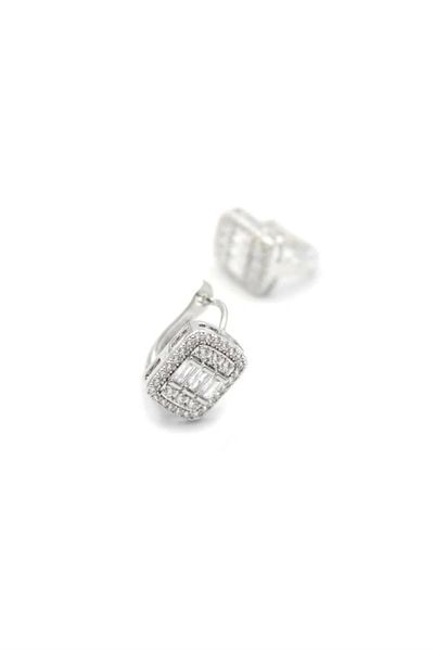 PRATİKOBA Baguette Jewelled Earrings - Silver