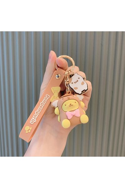 Miniso Pompompurin Sanrio Hello Kitty Keychain Cute Cartoon Melody Kuromi Cinnamoroll Doll Pendant Decorati