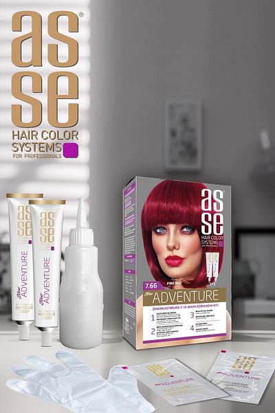 asse Vopsea de păr permanentă 7.66 Roșu aprins (Roșu aprins) 50+50ml