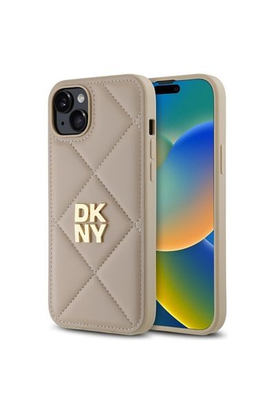 Dkny IPhone 15 Plus Case - DKNY Leather Quilted Stack Logo (DKHCP15MPQDSLE) - Black