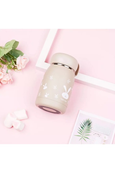 bebeLOGIC Termos cu senzor temperatura si afisaj LED pentru copii, otel inoxidabil, 320ml, ciocolatiu