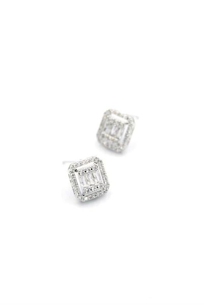 PRATİKOBA Baguette Jewelled Earrings - Silver