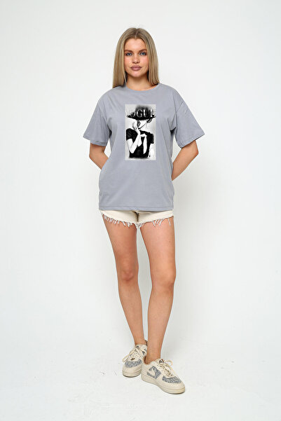 vikitekno supradimensionat cu imprimeu stil femeie tricou