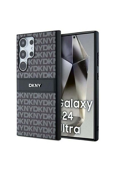 Dkny Husă Samsung Galaxy S24 Ultra - DKNY din piele cu dungi mono și logo metalic (DKHCS24LPRTHSLK) - Negru