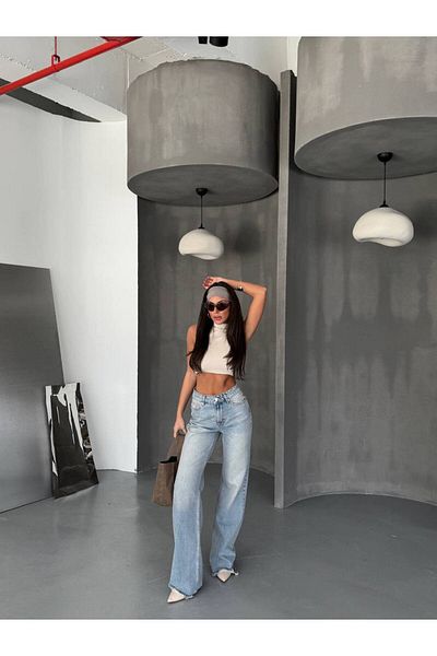 DENİKK Trend Special Design Button Detail Wide Leg Comfortable Fit Palazzo Trousers