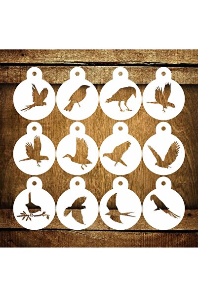 STENCİLTASARIM Cakes Stencil St476 Kuşlar Yüz boyama,Pasta, Kurabiye, Kek Süs...