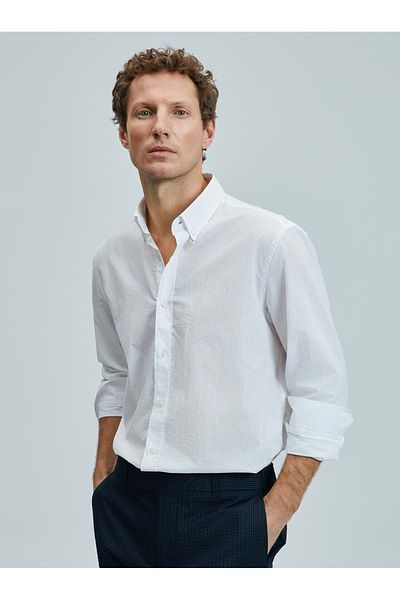 Lufian 111010637 Ellery Ανδρικό πουκάμισο Basic Regular Fit Λευκό Ανδρικό πουκάμισο Λευκό