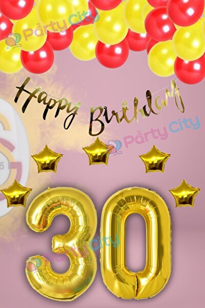 Party City Galatasaray Temalı 30 Yaş Doğum Günü Süsleme Seti | Sarı Kırmızı B...