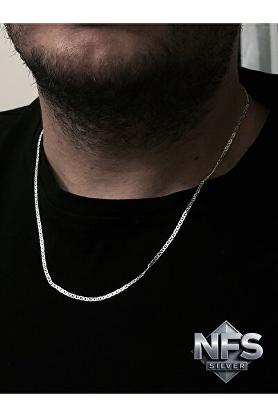 NFS GÜMÜŞÇÜLÜK 925 ayar Erkek-Kadın Ezme Barlı gümüş Zincir