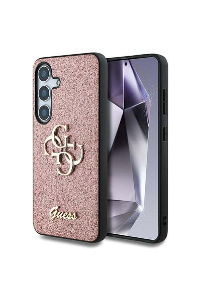 Guess Case for Samsung Galaxy S25 - Guess Glitter Script Big 4G Logo (GUHCS25SHG4SGP) - Pink