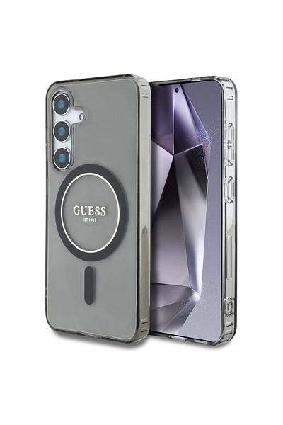 Guess Case for Samsung Galaxy S25 - Guess IML Glitter Circle MagSafe (GUHMS25SHFGEREK) - Black