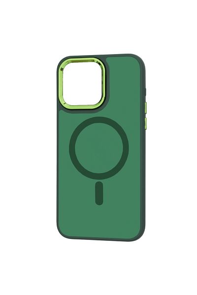 Techsuit Case for iPhone 15 Pro Max - Techsuit HaloFrost MagSafe Series (Green Camera Frame) - Midnight Green