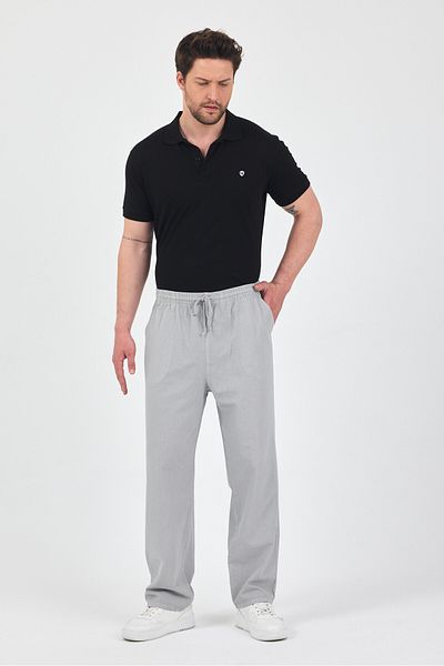 kırtex sport k teks şekil Men's Gray Elastic Waist 100% Cotton Trousers