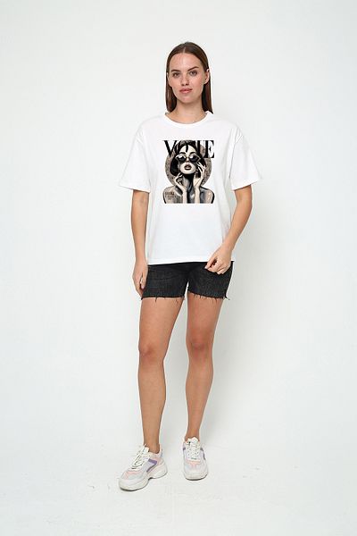 vikitekno Oversize Printed Glasses Women's T-Shirt